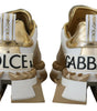 Baskets élégantes en cuir blanc et doré Dolce &amp; Gabbana