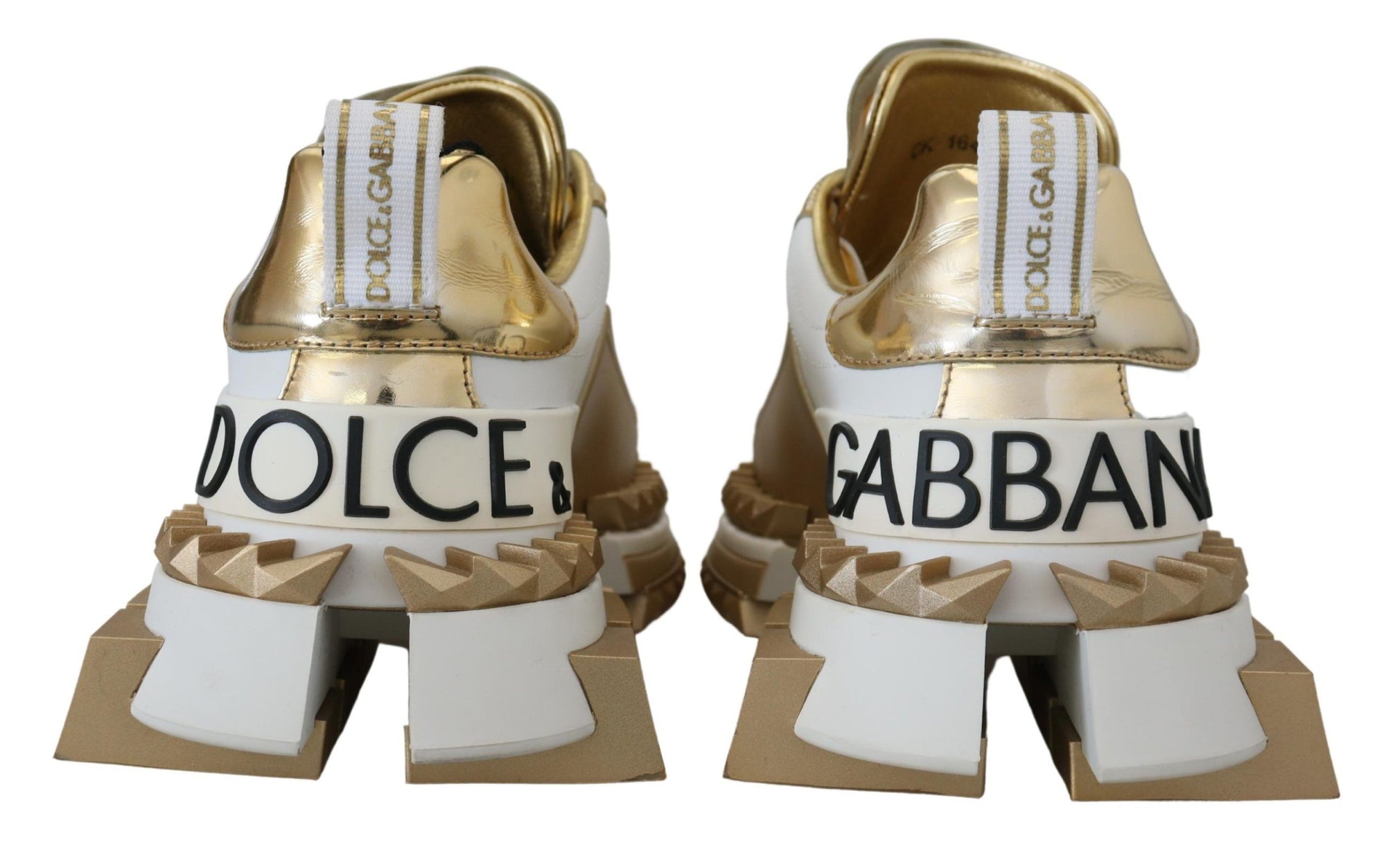 Baskets élégantes en cuir blanc et doré Dolce &amp; Gabbana