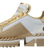 Baskets élégantes en cuir blanc et doré Dolce &amp; Gabbana