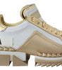 Baskets élégantes en cuir blanc et doré Dolce &amp; Gabbana