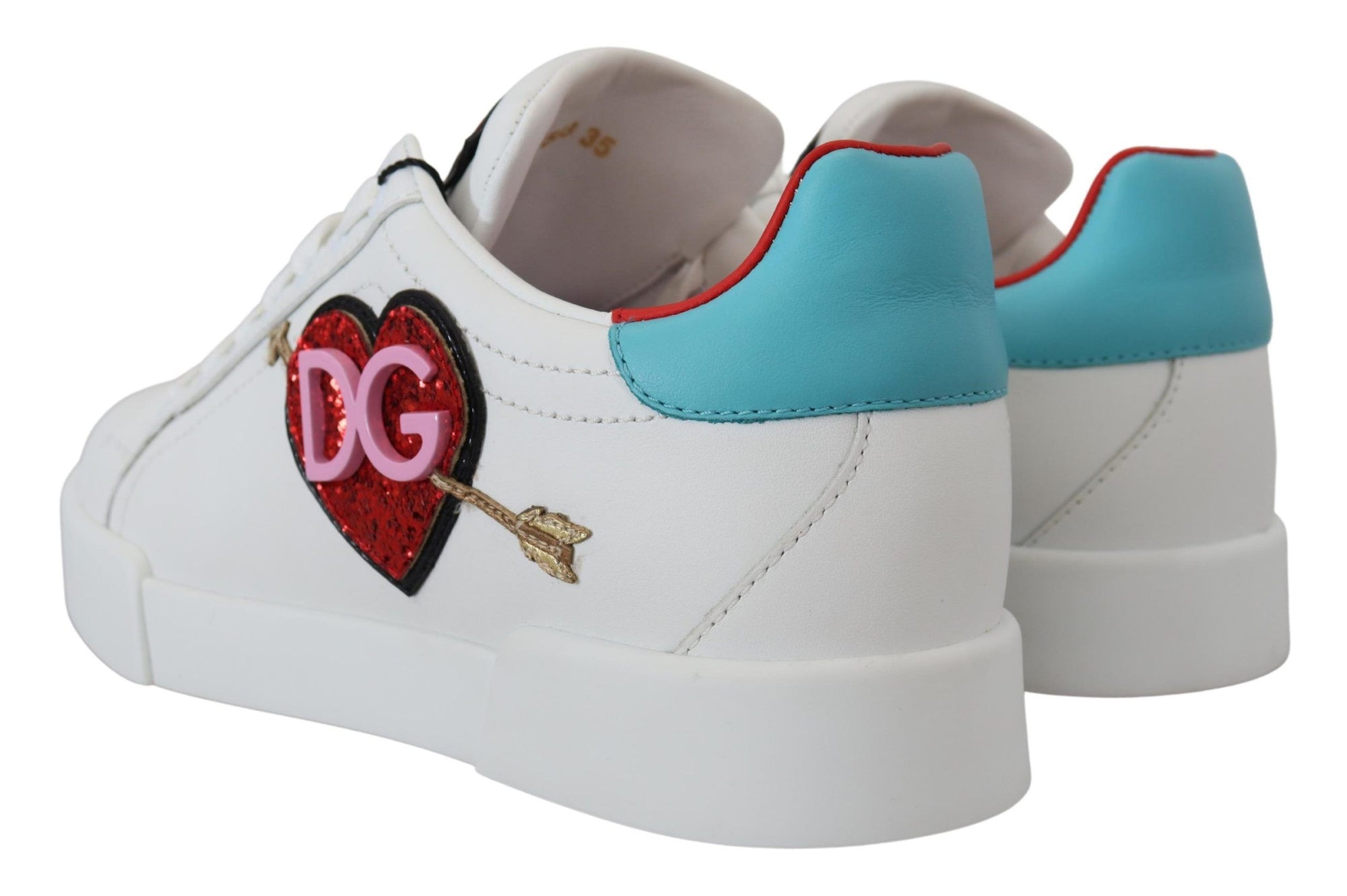 Baskets élégantes en cuir blanc Portofino de Dolce &amp; Gabbana
