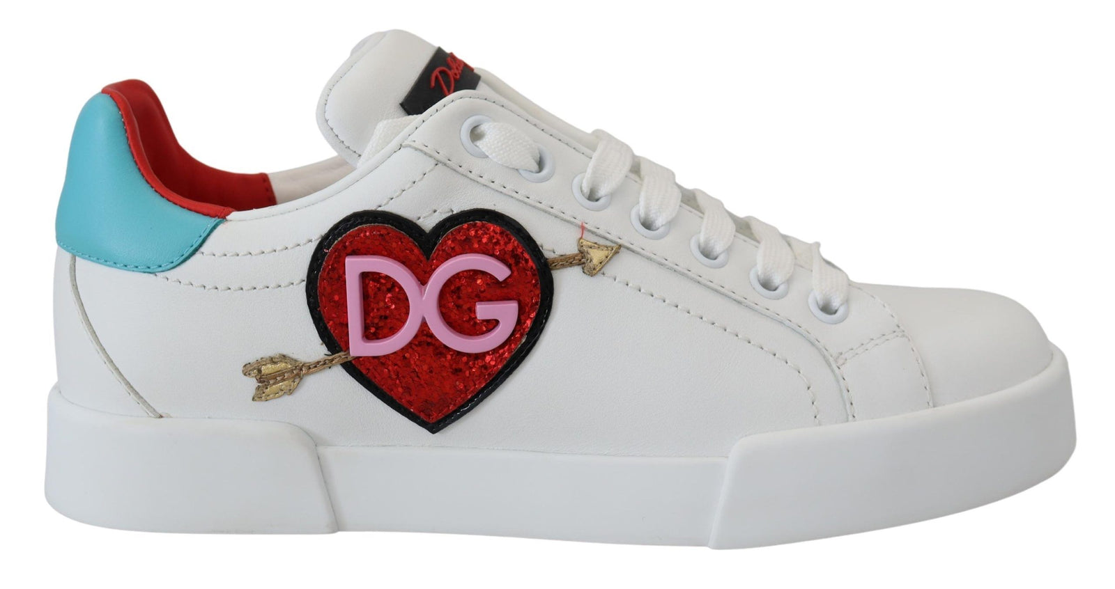 Baskets élégantes en cuir blanc Portofino de Dolce &amp; Gabbana