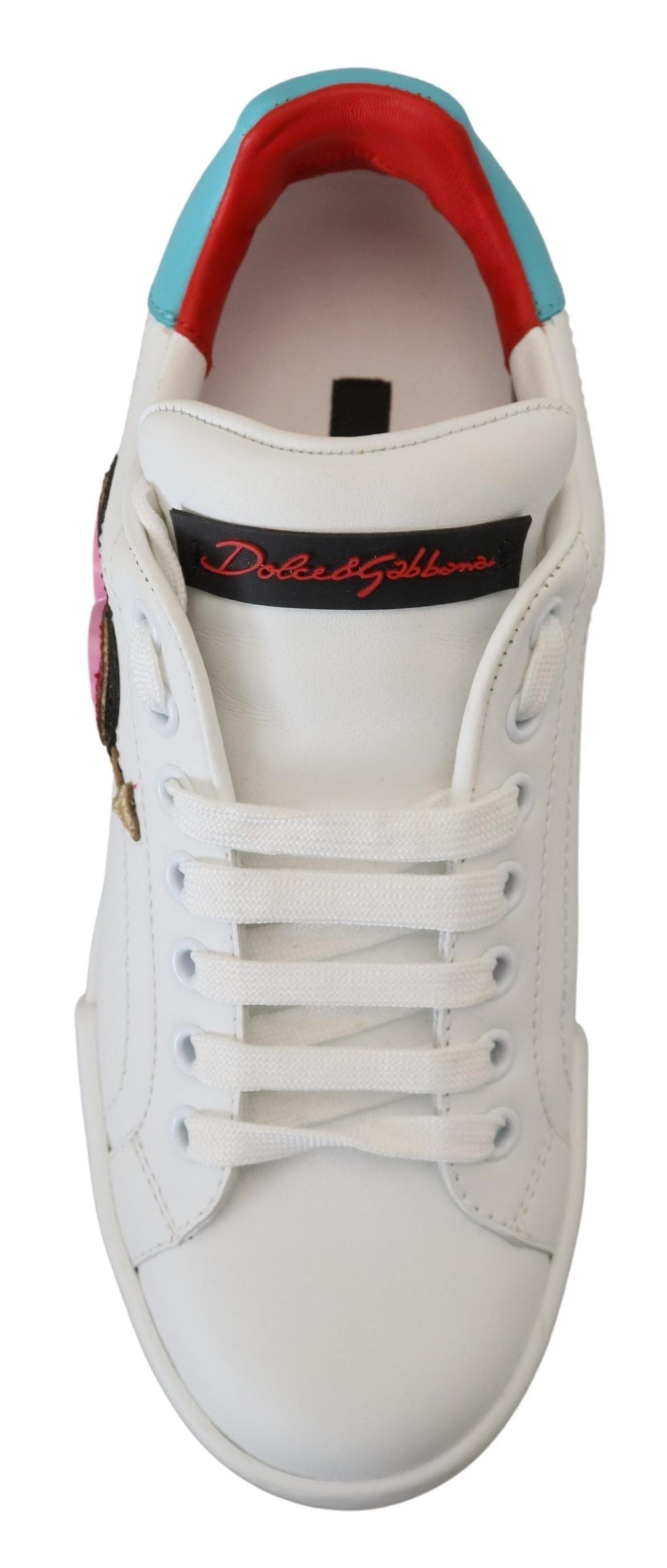 Baskets élégantes en cuir blanc Portofino de Dolce &amp; Gabbana