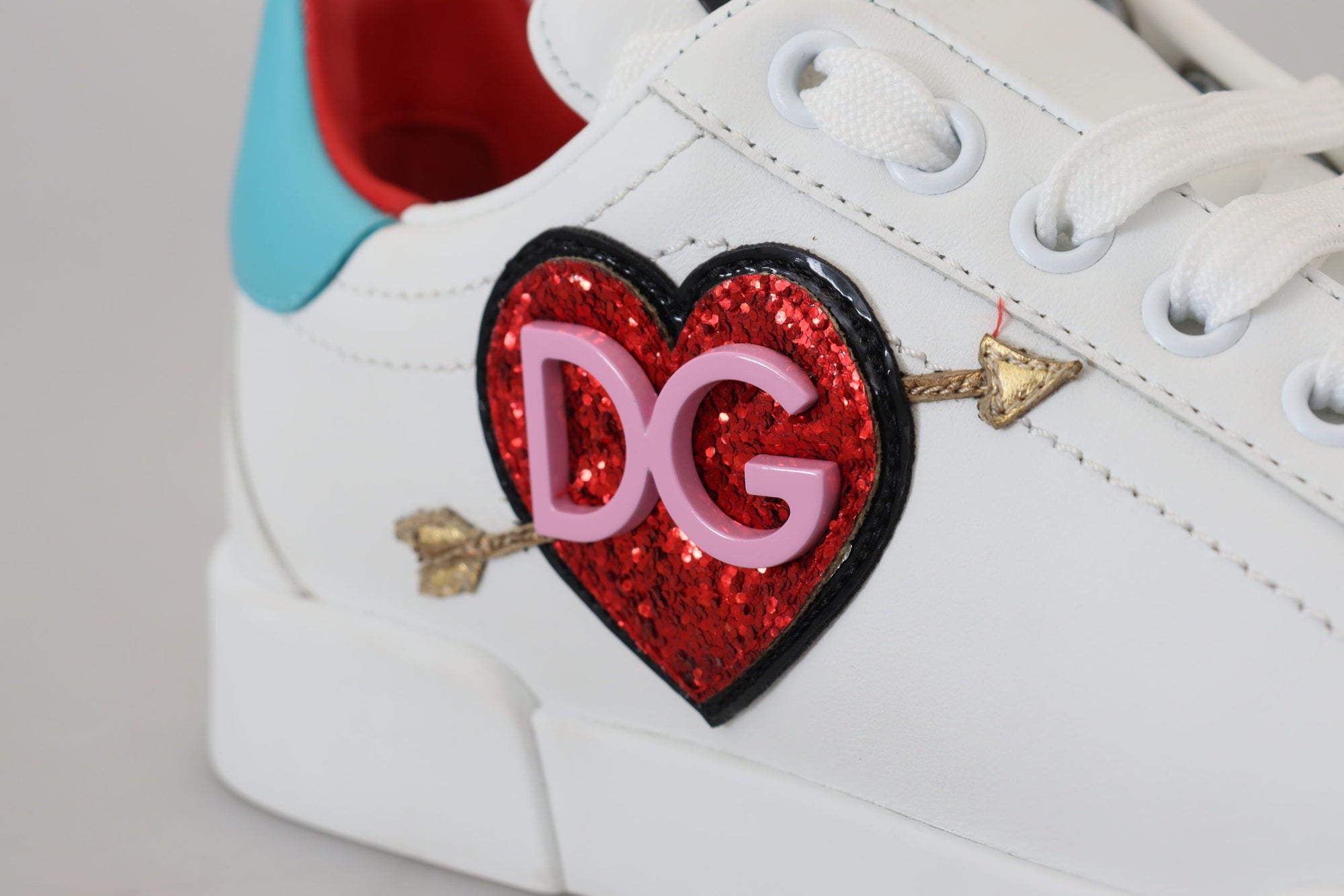 Baskets élégantes en cuir blanc Portofino de Dolce &amp; Gabbana