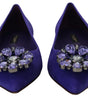 Dolce & Gabbana Purple Suede Crystals Loafers Flats Shoes