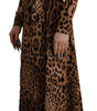 Dolce & Gabbana Brown Leopard Wrap A-line Maxi Viscose Dress