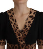 Dolce & Gabbana Black Leopard A-line Knee Length Dress