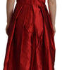Dolce & Gabbana Red A-line Pleated Satin Silk Dress