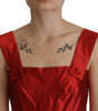 Dolce & Gabbana Red A-line Pleated Satin Silk Dress