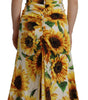 Dolce & Gabbana White Sunflower Print Sheath Midi Silk