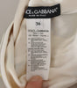 Dolce & Gabbana White Sunflower Print Sheath Midi Silk