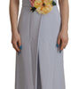 Dolce & Gabbana Blue Floral Applique Midi Viscose Dress