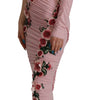 Dolce & Gabbana Pink Flower Embellished One Shoulder Dress