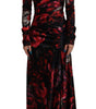 Dolce & Gabbana Black Floral Roses A-Line Sheath Gown Dress