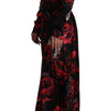 Dolce & Gabbana Black Floral Roses A-Line Sheath Gown Dress