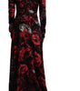 Dolce & Gabbana Black Floral Roses A-Line Sheath Gown Dress