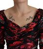 Dolce & Gabbana Black Floral Roses A-Line Sheath Gown Dress