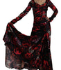 Dolce & Gabbana Black Floral Roses A-Line Sheath Gown Dress