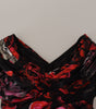 Dolce & Gabbana Black Floral Roses A-Line Sheath Gown Dress