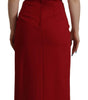 Dolce & Gabbana Red Sweetheart Neck Bodycon Midi Dress