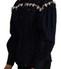 Dolce & Gabbana Blue Denim Crystal Embellish Cotton Jacket