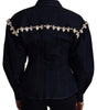 Dolce & Gabbana Blue Denim Crystal Embellish Cotton Jacket