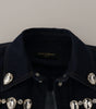 Dolce & Gabbana Blue Denim Crystal Embellish Cotton Jacket