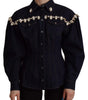 Dolce & Gabbana Blue Denim Crystal Embellish Cotton Jacket