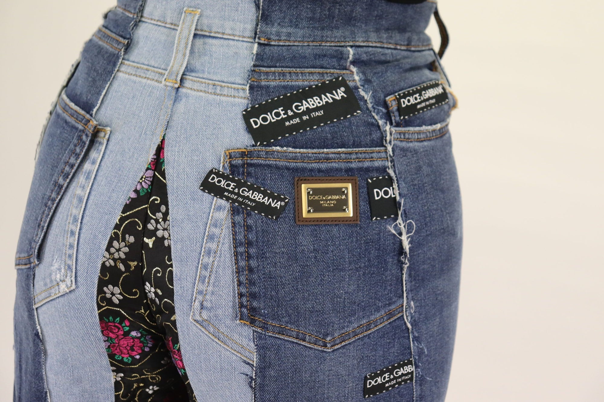 Dolce &amp; Gabbana High-Waist Multicolor Wide-Cut Jeans