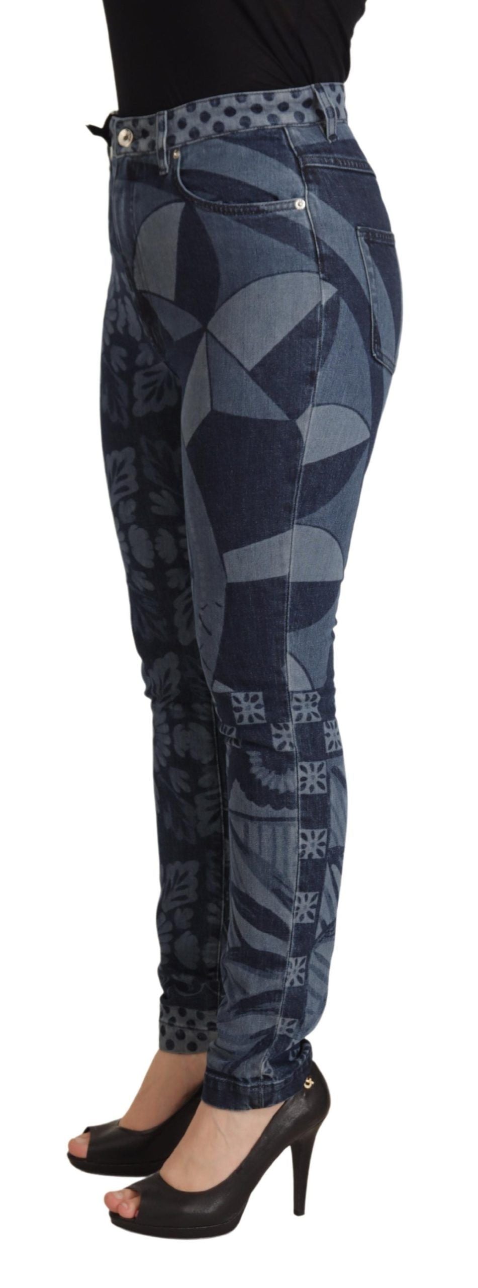 Dolce &amp; Gabbana Elegant Floral High Waist Skinny Jeans