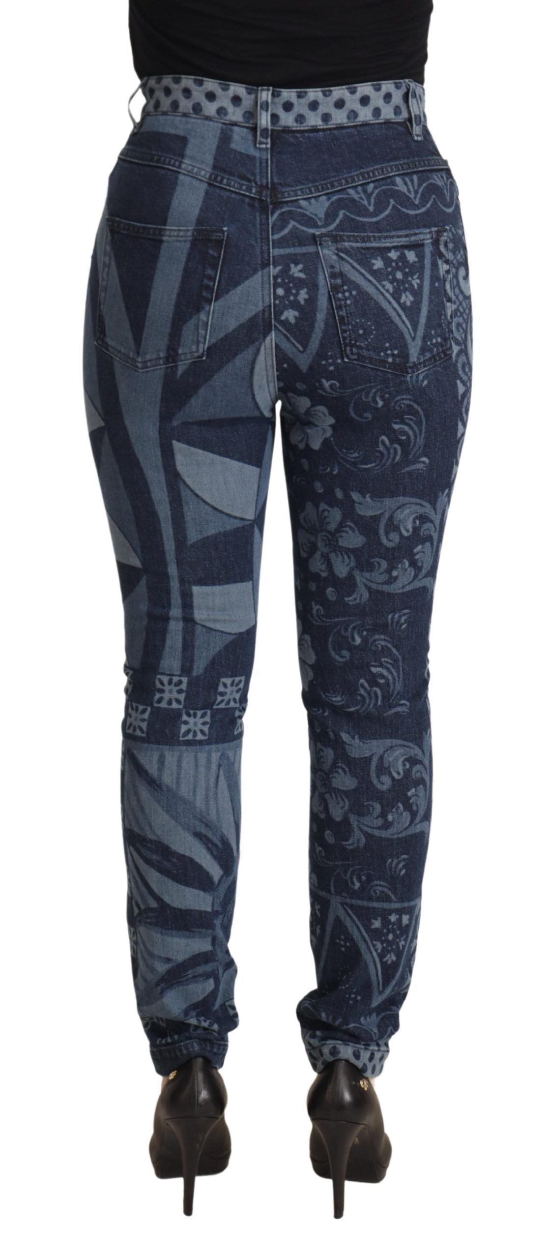 Dolce &amp; Gabbana Elegant Floral High Waist Skinny Jeans