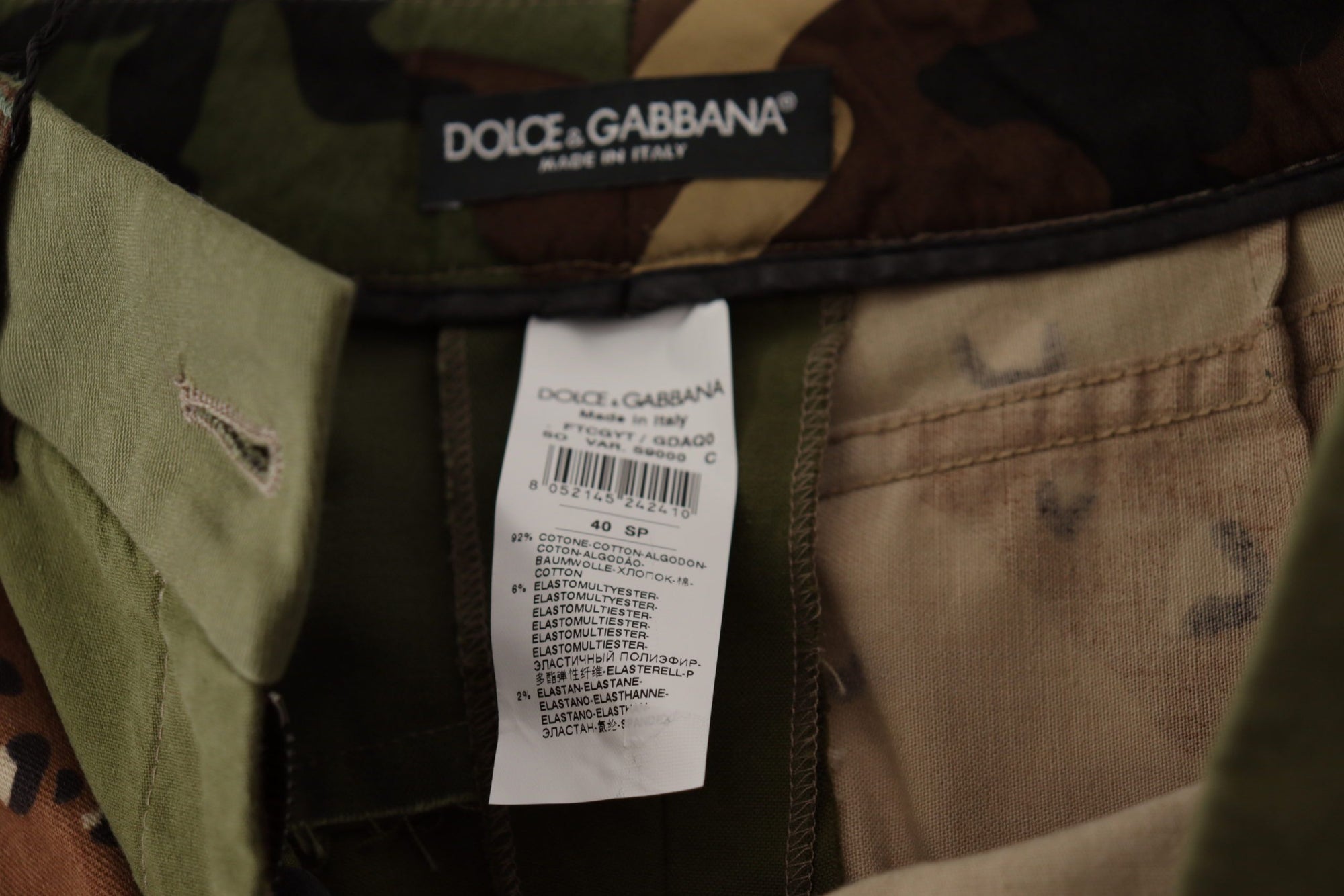 Pantalon taille haute vert armée Dolce & Gabbana