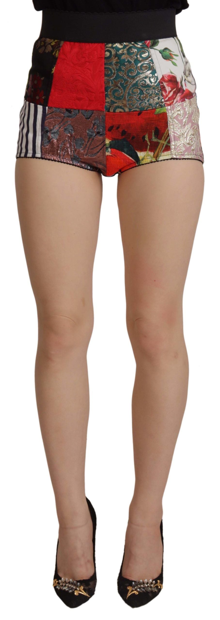 Pantalon taille haute patchwork multicolore Dolce & Gabbana