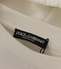 Dolce & Gabbana White Hoodie Pullover Embroidered Sweater