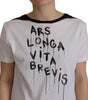 Dolce & Gabbana White Slogan Print Round Neck Cotton  T-shirt