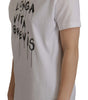Dolce & Gabbana White Slogan Print Round Neck Cotton  T-shirt