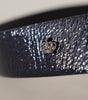 Dolce & Gabbana Blue Patent Leather Vernice Silver Logo Buckle Belt
