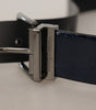 Dolce & Gabbana Blue Patent Leather Vernice Silver Logo Buckle Belt