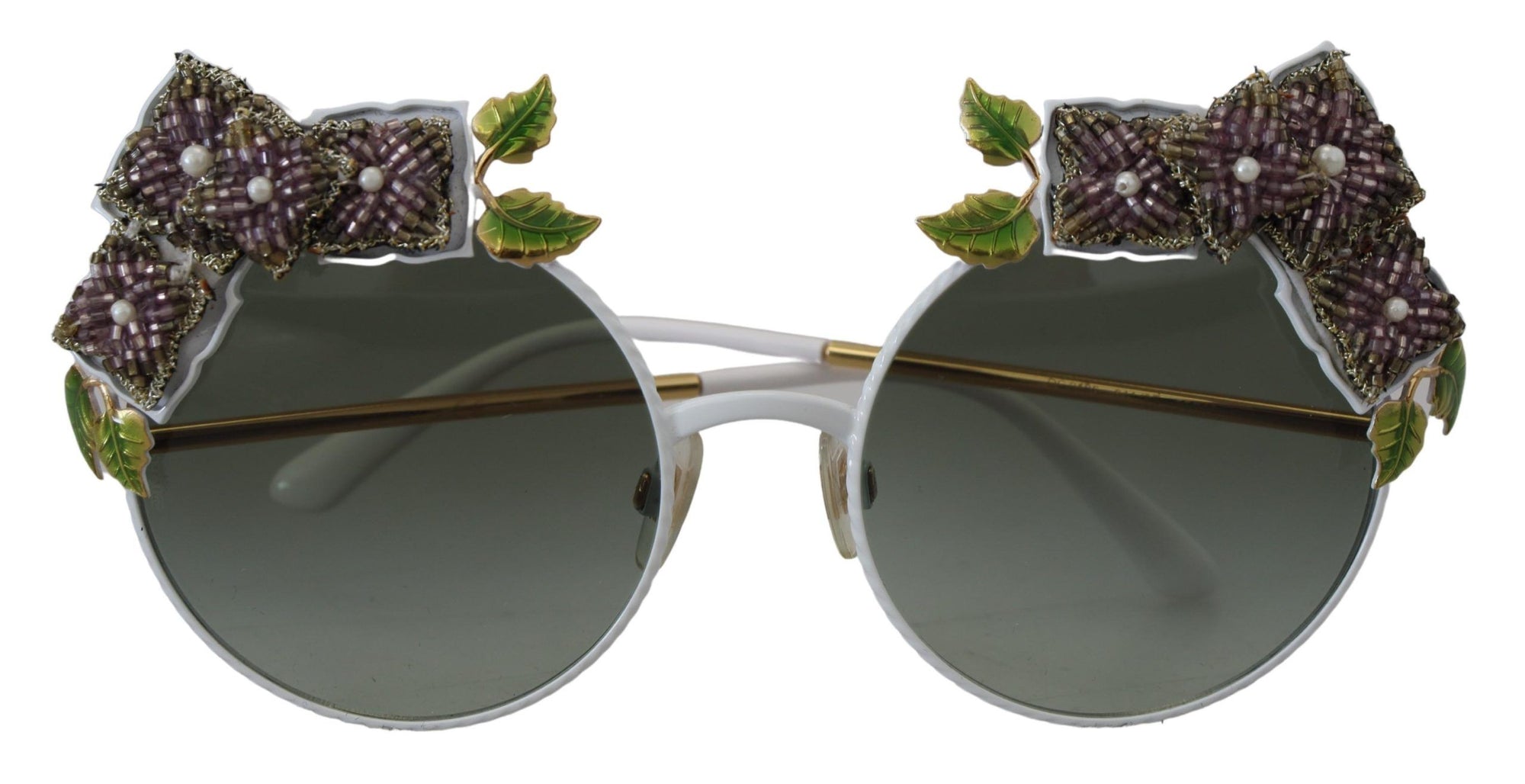 Dolce & Gabbana Gold Floral Embellished Metal Frame Round DG2186 Sunglasses