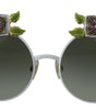 Dolce & Gabbana Gold Floral Embellished Metal Frame Round DG2186 Sunglasses