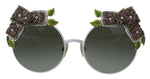 Dolce & Gabbana Gold Floral Embellished Metal Frame Round DG2186 Sunglasses