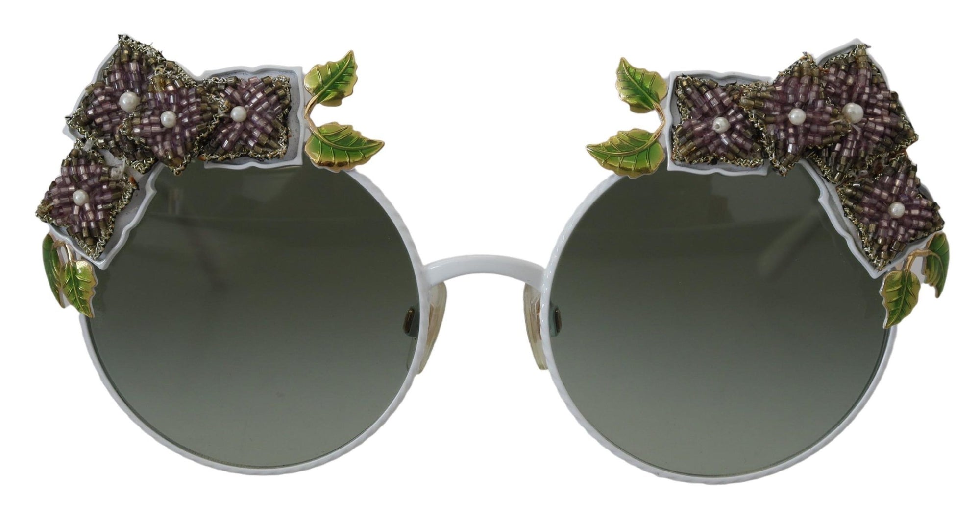 Dolce & Gabbana Gold Floral Embellished Metal Frame Round DG2186 Sunglasses