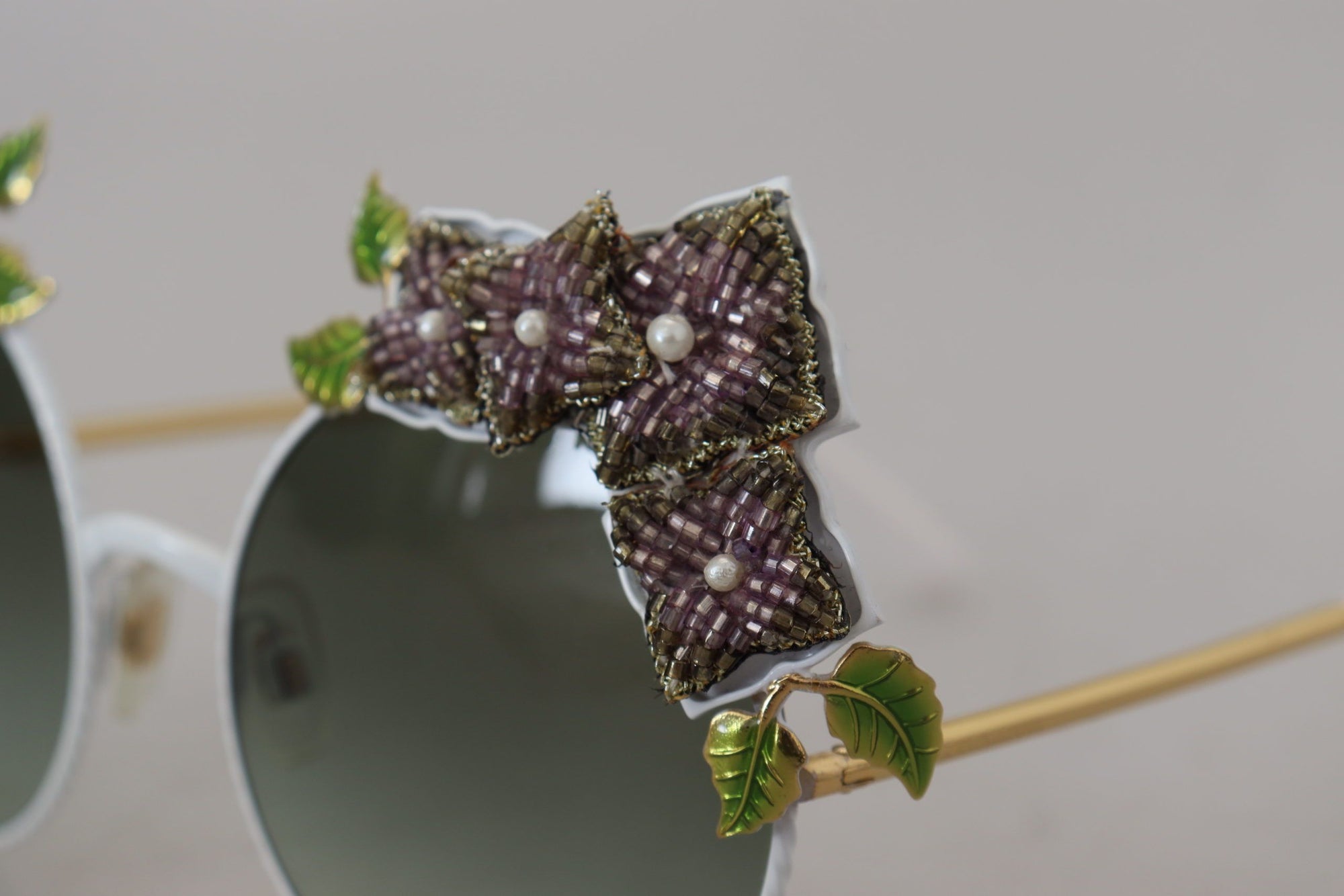 Dolce & Gabbana Gold Floral Embellished Metal Frame Round DG2186 Sunglasses
