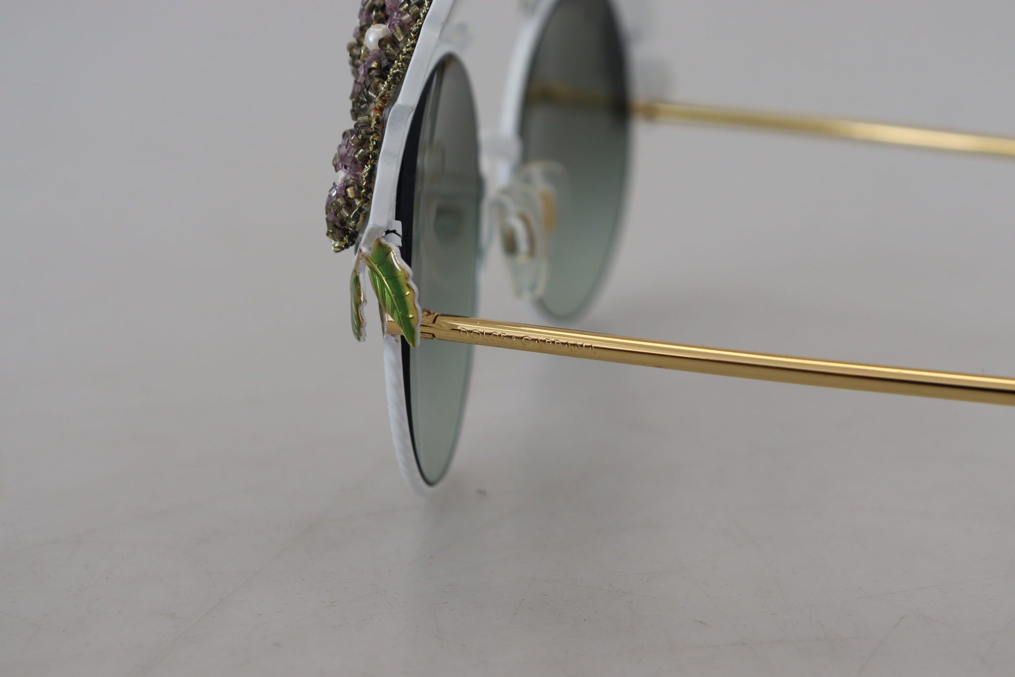 Dolce & Gabbana Gold Floral Embellished Metal Frame Round DG2186 Sunglasses