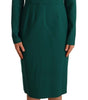 Dolce & Gabbana Green Stretch Crepe Crystal Midi Dress