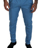 Dolce & Gabbana Blue Cotton Silk Trousers Chinos Pants