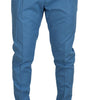 Dolce & Gabbana Blue Cotton Silk Trousers Chinos Pants