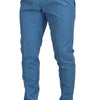 Dolce & Gabbana Blue Cotton Silk Trousers Chinos Pants
