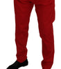Dolce & Gabbana Red Cotton Slim Fit Trousers Chinos Pants