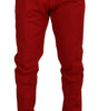 Dolce & Gabbana Red Cotton Slim Fit Trousers Chinos Pants